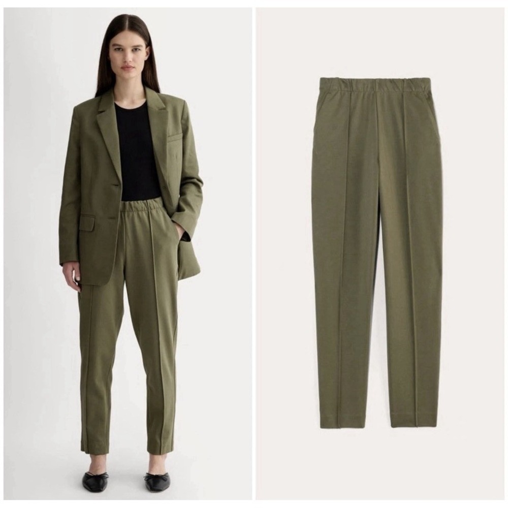 Everlane The Dream Pant  Green Pull On Office Career Tapered Size M Cotton Blend